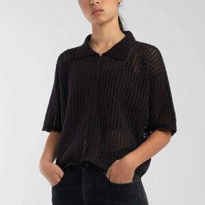 Micaela Greg Open Knit Polo